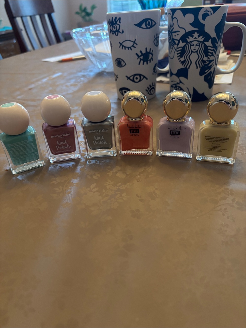 Pastel Nail Polish Set - 3 Nicole Miller and 3 Marie Claire . New
